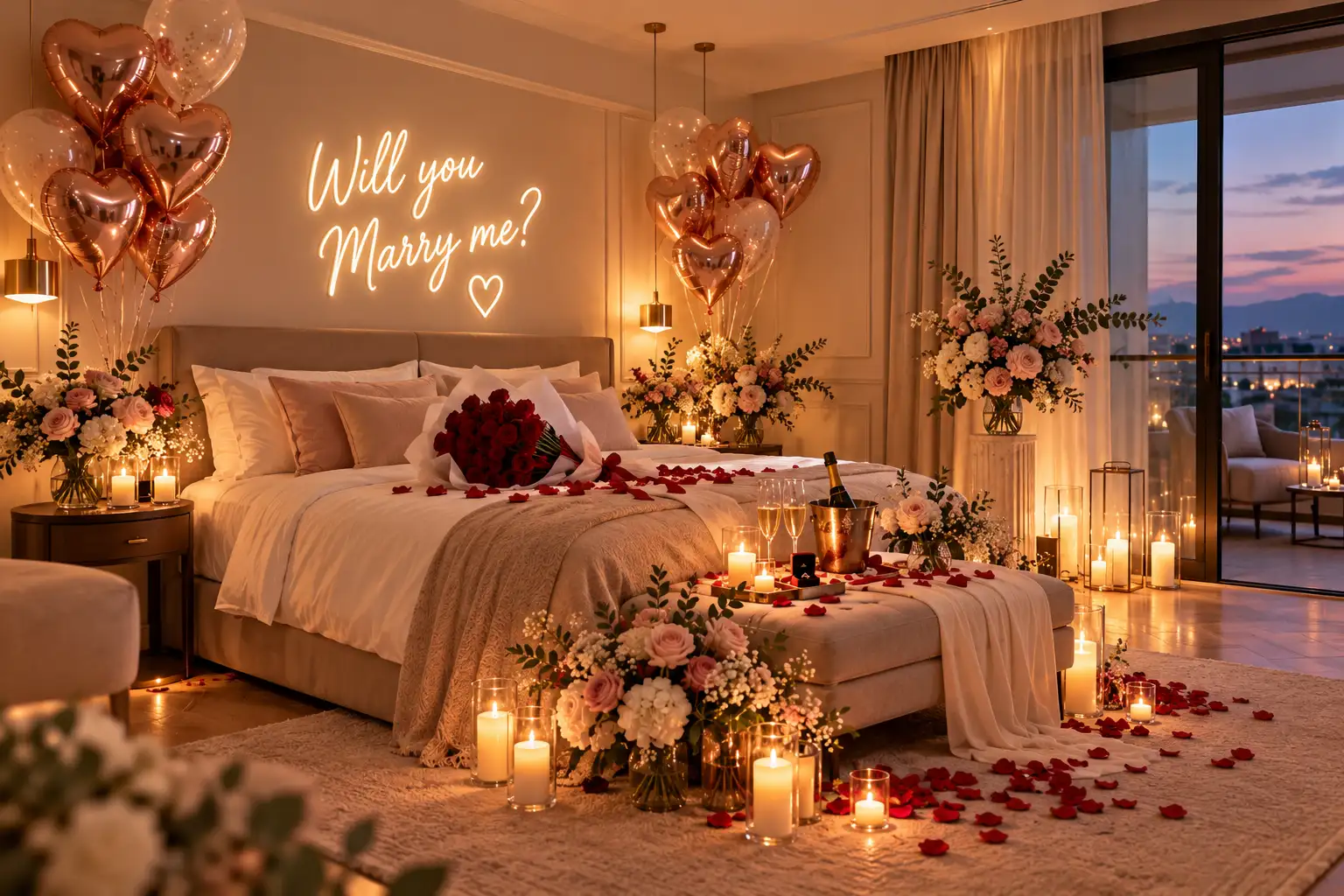 Romantic hotel room surprise in Athens